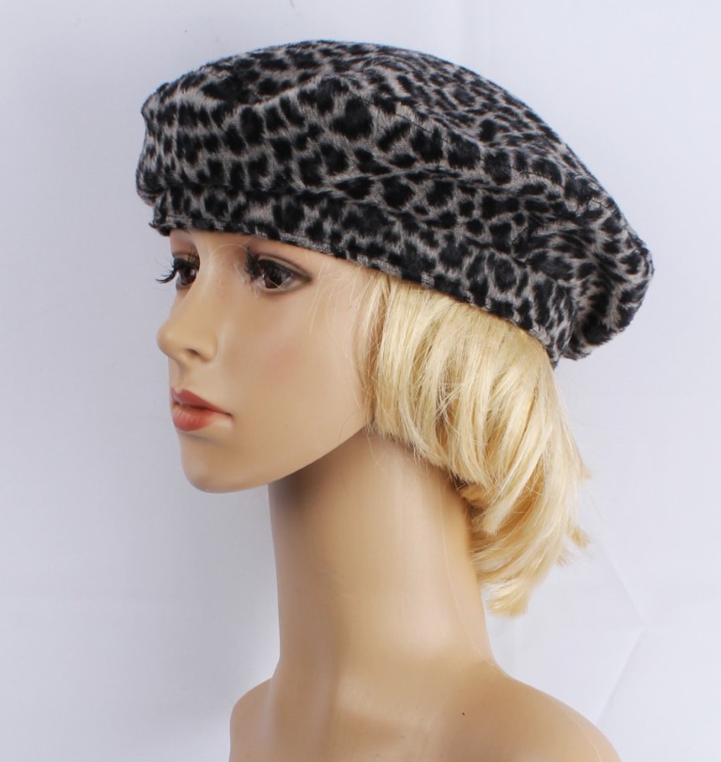 Head Start leopard print beret animal black STYLE : HS/6010BLK image 0